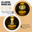 Wooden - 4pcs Round & Square Light Display Base with USB Cable for 3D Ornaments