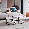 GrandCA HOME Round Nesting Coffee Tables | Imitation Marble