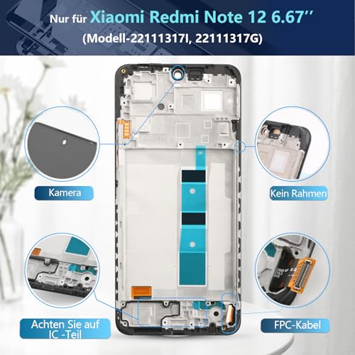 RongZy - LCD Screen Replacement for Xiaomi Redmi Note 12 4G Black