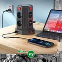Sameriver - Power Strip with 4 USB Ports, 8 Outlets, Surge Protection, 2m Cable