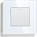 Bseed - Electrical Wall Light Switch with LED Backlight, Glass Faceplate, 10A Toggle
