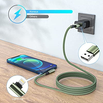 Apple - MFi Certified 90 Degree Lightning Cable 2M 2-Pack for iPhone & iPad