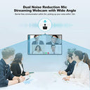 Tecknet - 1080P Streaming Webcam with Microphone & 3-Level Brightness Adjustments