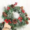 AooPoo - 18in Battery Operated Christmas Wreath with Lights, Pine Cones & Berries