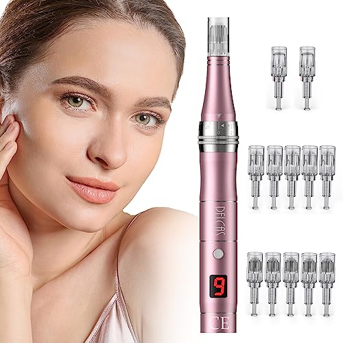 Bilkas Micro-needling Derma Pen with LCD Screen and Nano Cartridges - Easy to control speed levels, enhances skin absorption.