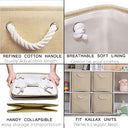 XnqPouha - Collapsible Canvas Cube Storage Box 30x30x30cm, Grey Beige