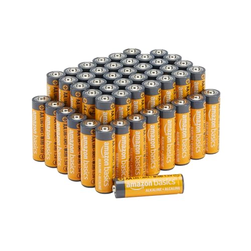 Amazon Basics - 48-Pack AA Alkaline Batteries, 1.5V, 10-Year Shelf Life