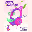 iClever - Cat Ear Kids Headphones with LED Lights, 85dBA Volume Limit, Foldable Design