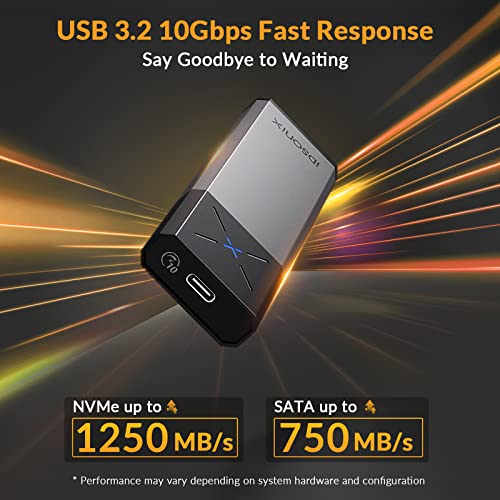iDsonix - M.2 NVMe & SATA SSD Enclosure Adapter, Tool-Free, USB 3.2 Gen 2