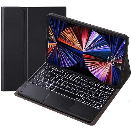 Heucyl - Lenovo Tab P12 12.7" Keyboard Case, Detachable Touchpad, Backlit, French Keyboard, Ultra Slim, Black