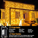 Yowin - 600 LED Curtain Lights, 6m x 3m, Mains Powered, 8 Modes, Waterproof
