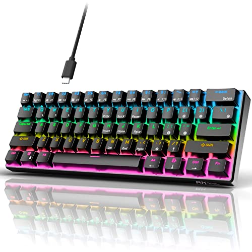 RK Royal Kludge - RK61 Wired 60% Mechanical Gaming Keyboard, RGB Backlit, Hot Swappable