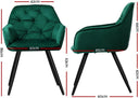 Artiss Green Velvet Dining Chairs Set of 2