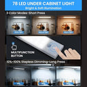 Xander - Rechargeable Magnetic Motion Sensor Under Cabinet Lights, 3 Colors, 78 LEDs