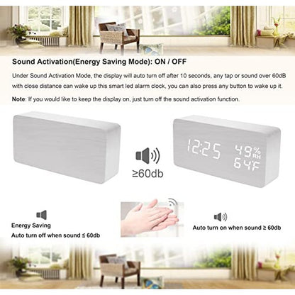 AMZ - Modern LED Wood Digital Alarm Clock with Snooze Function