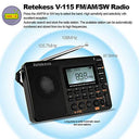 Tivdio - Multiband FM/AM/SW Radio Receiver with REC, Bass Sound, MP3 Player