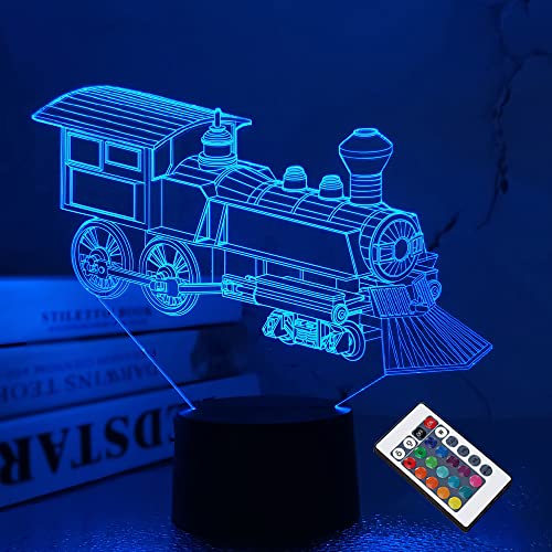 Fullosun - 3D Train Night Light for Kids, 16 Color Changing Lamp with Remote Control, Creative Christmas Birthday Gifts, Home Decor