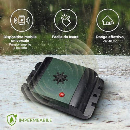 Isotronic - Ultrasonic Bird Repellent | Battery-Powered Deterrent for Balconies, Windows, and Trees | Pack of 2