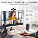 Tomorsi - Full HD 1080P Webcam with Microphone, USB Connectivity, Rotating Tripod