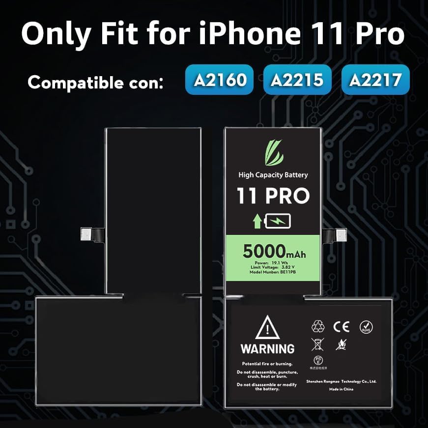 LL TRADER - 5000mAh High Capacity Lithium-Ion Battery for iPhone 11 Pro