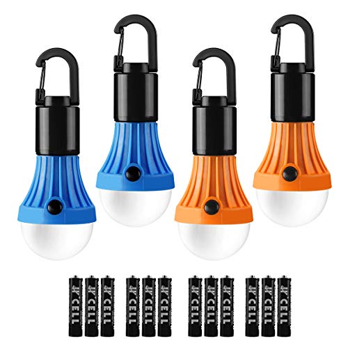 Libro - Battery-Powered Camping Lantern Set, Warm White and Daylight Modes, Hanging Lantern, Power Outage Lights, 4-Pack AAA Batteries