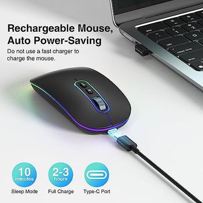 Cimetech - Dual Mode Rechargeable Wireless Mouse with LED Lights - Black