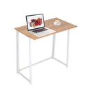 H&H Happy Home foldable computer desk with antique wood finish and sturdy metal legs