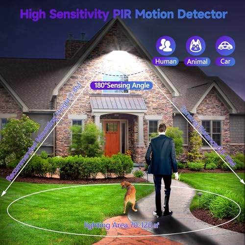 YIQIBRO - LED Motion Sensor Spotlight 100W 10000LM IP67 Waterproof 2 Pack