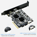 Riitop - USB 3.1 PCIe Card, 10Gbps Speed, 20Pin + Type-E + USB C Adapter