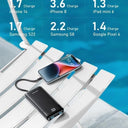 Charmast - 10000mAh Power Bank with 4 Built-in Cables, 6 Outputs, LED Display