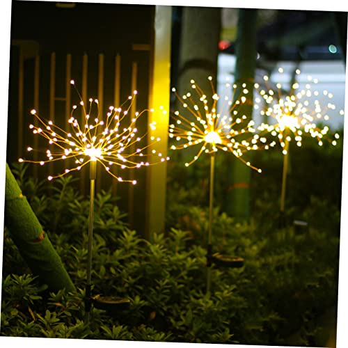LIOOBO 2pcs Solar Fireworks Lights - LED Outdoor Garden Stake Lights, Decorative Lawn Lamps Powered by Solar Energy for Garden Decoration