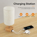 Suright - Touch Control Bedside Lamp, 3-Way Dimmable, USB A+C Ports, Linen Shade