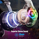 Ozeino - RGB Gaming Headset with 50mm Stereo Sound, Noise Cancelling Mic