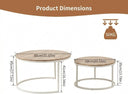 buybyroom Round Coffee Table Set of 2 - Light Oak Nesting Tables