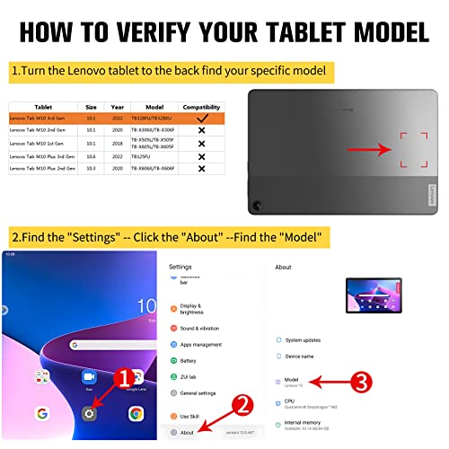 DLveer - Slim Smart Protective Case for Lenovo Tab M10 3rd Gen 10.1 Inch