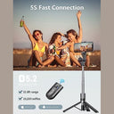 Selfie Stick - Tripod with Light, 45'' Extendable, Wireless Remote, Compatible with iPhone & Android