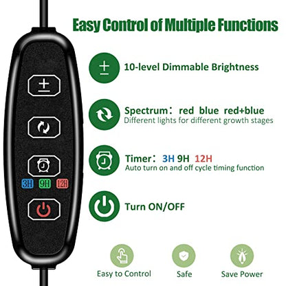 AKRRYR - Full Spectrum LED Plant Light with Adjustable Height and Timer