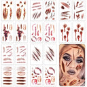 Get ready for Halloween with Gwawg's 20 sheets of realistic scars and zombie tattoos. Perfect for cosplay, parties, and spooky decorations. Keywords: Halloween tattoos, zombie tattoos, cosplay makeup