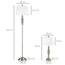 HOMCOM 3-Piece Floor and Table Lamp Set with E27 Socket
