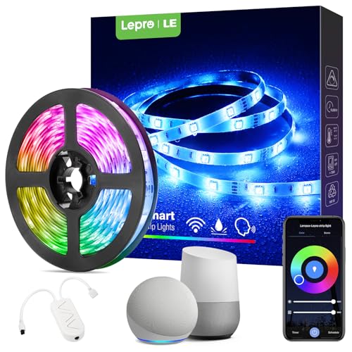 Lepro - 5M Smart RGB LED Strip Light, WiFi & Voice Control, IP65 Waterproof