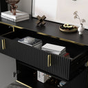FUFU GAGA Modern 4-Door Buffet Cabinet with Storage Drawer - Black