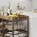 Asofer 3-Tier Bar Cart with Lockable Wheels - Retro