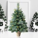 A-SZCXTOP - Pre-lit Mini Artificial Christmas Tree 60cm, 68 PVC Branches, LED Lights, Burlap Base