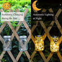 Vindany - Pack of 4 Solar Mason Jar Lights, 30 LEDs, Weatherproof Outdoor Decor