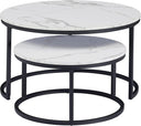 HJhomeheart Nesting Round Coffee Tables Set - White+Black