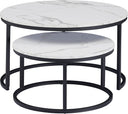 HJhomeheart Round Nesting Coffee Tables Set, White and Black