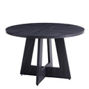 Rustic round dining table with cross-shaped wooden base by HJhomeheart