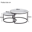GrandCA HOME Set of 2 Round Coffee Tables with Imitation Marble