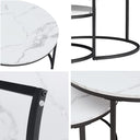 HJhomeheart Nesting Round Coffee Tables Set - White+Black