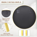 BEAUTYPEAK 30 Inch Round Gold Framed Wall Mirror